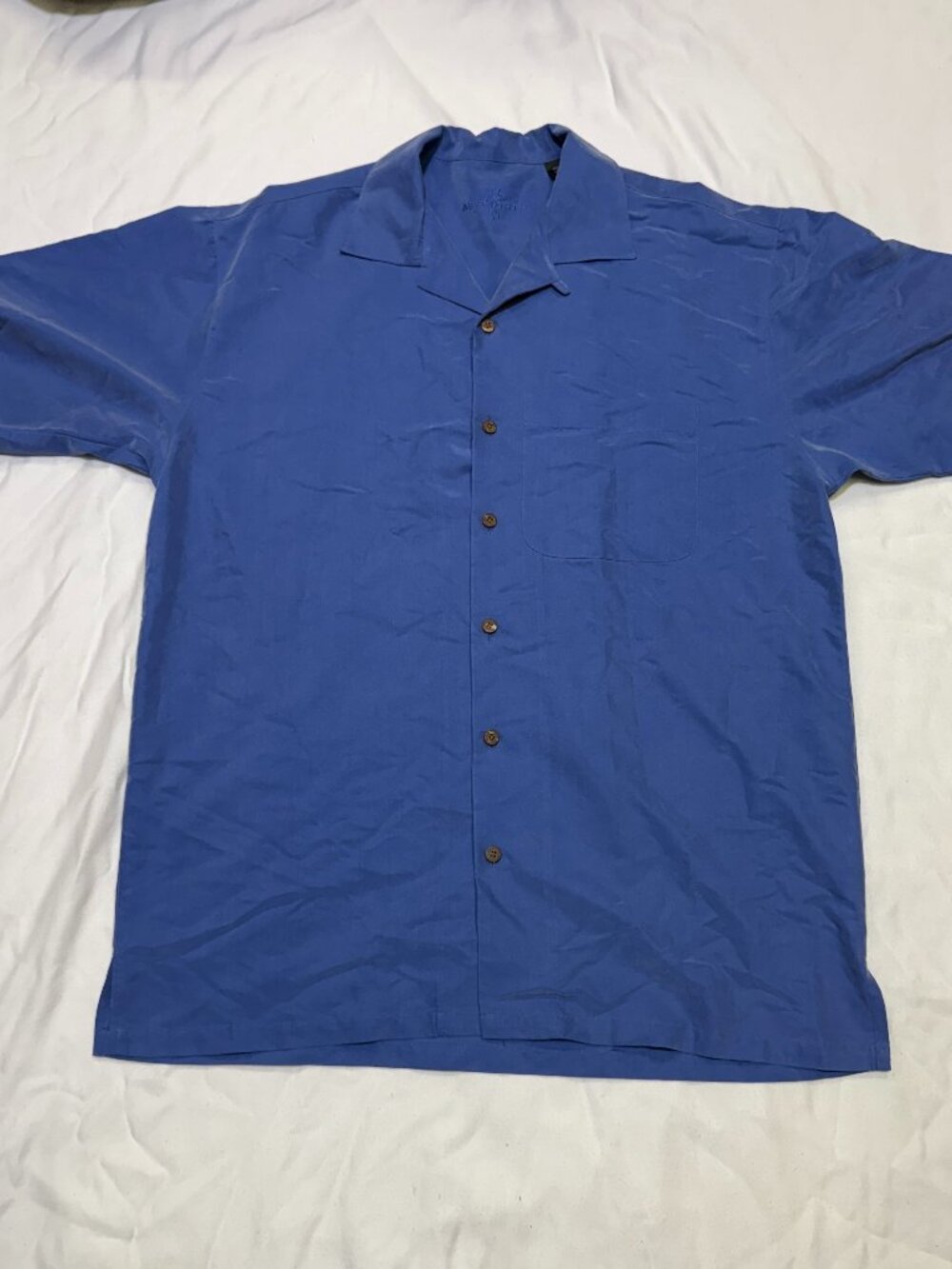Ashworth Men's Blue Polynosic Blend Short Sleeve Camp Shirt Size M